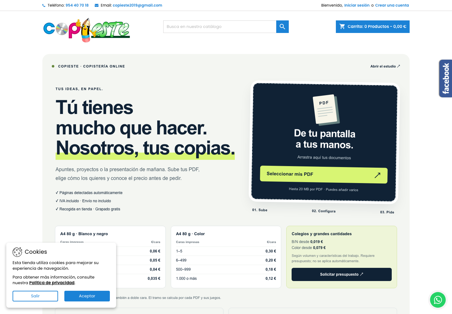 Web de Copieste con su configurador de impresión online