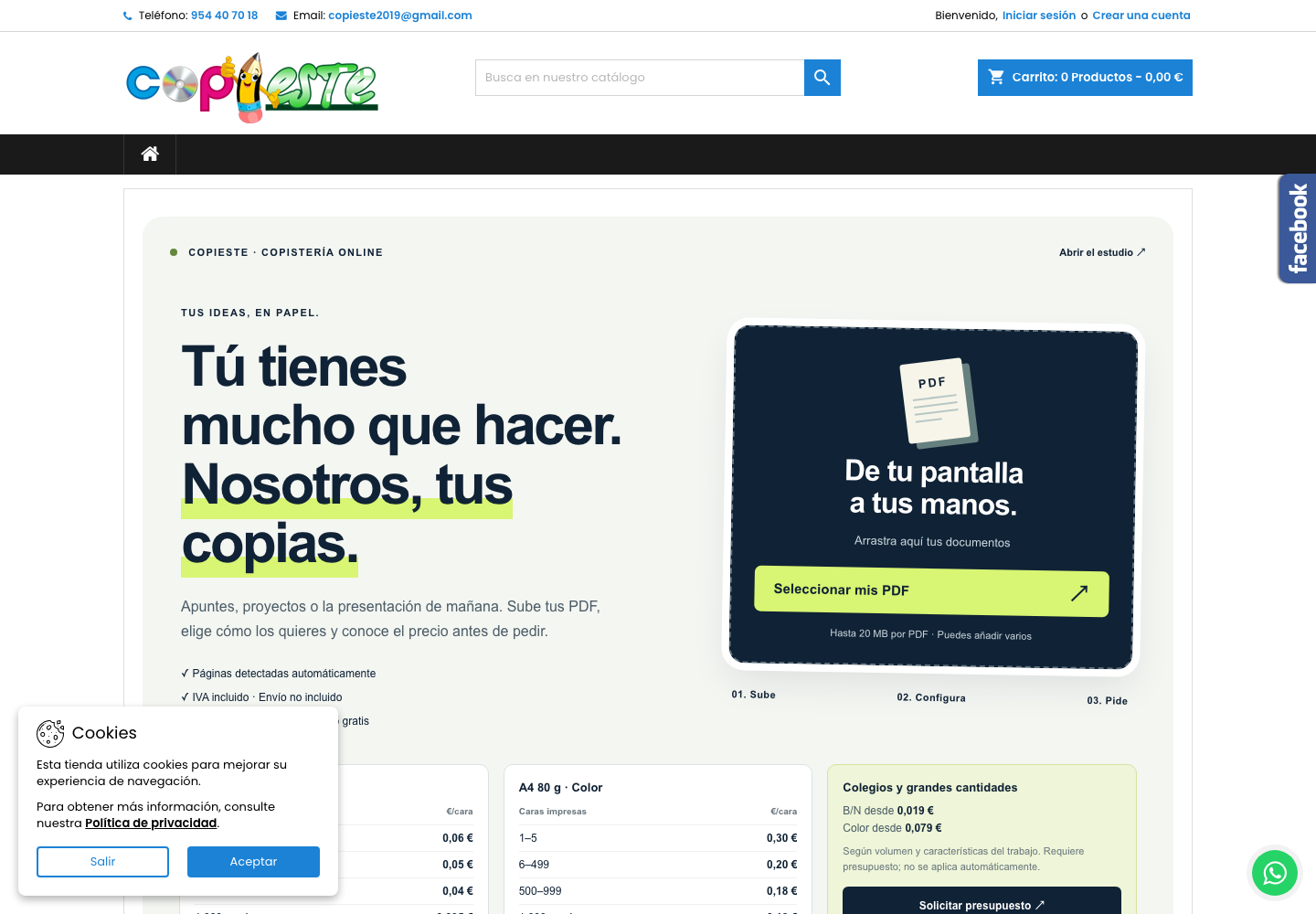 Configurador de impresión de PDF de Copieste