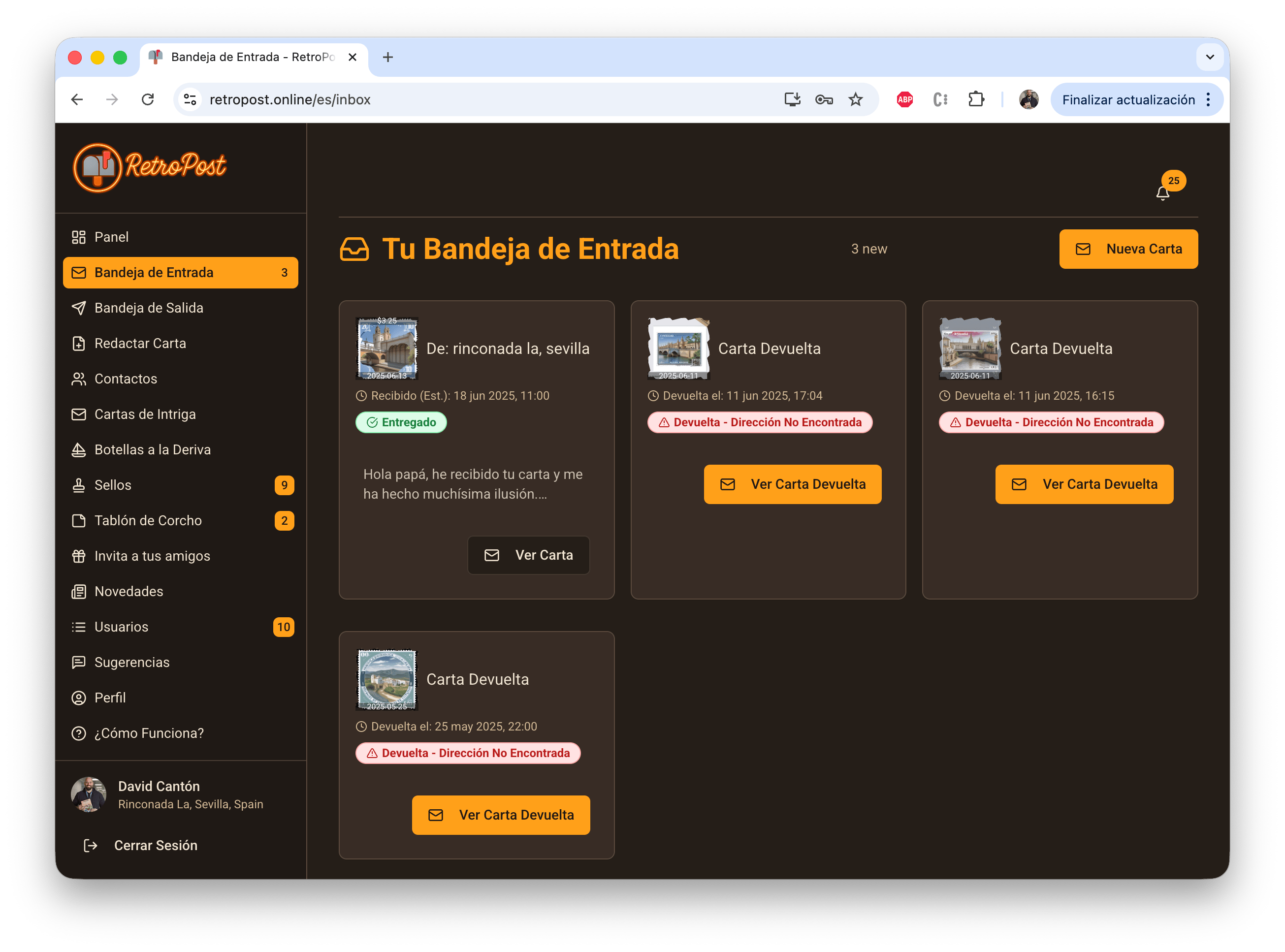 Bandeja de entrada de RetroPost